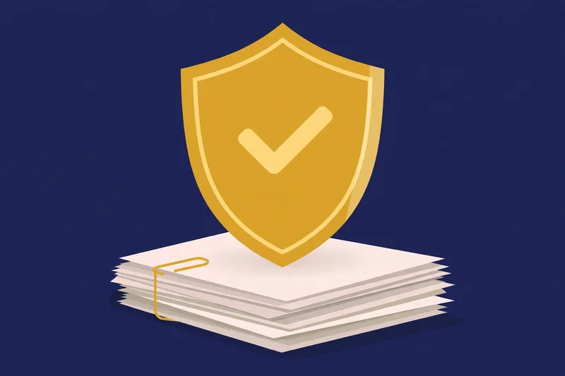 Escudo que protege documentos financieros durante el proceso de disputas
